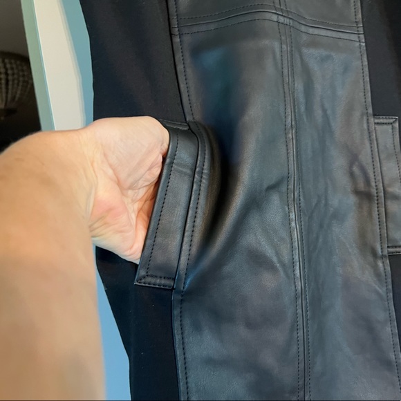 NWT Kensie lined black dress with leather like front and back panels, size S - Picture 2 of 5